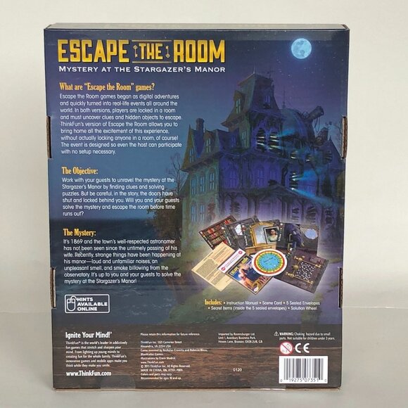New Sealed ThinkFun Escape The Room Stargazer's Manor-English Version - Picture 8 of 10